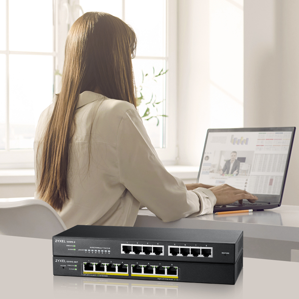 ZYXEL Gs1915 8ep - 60w Poe+ Gigabit Web Managed Switch Nebulaflex Compatible - 8 Port Gb