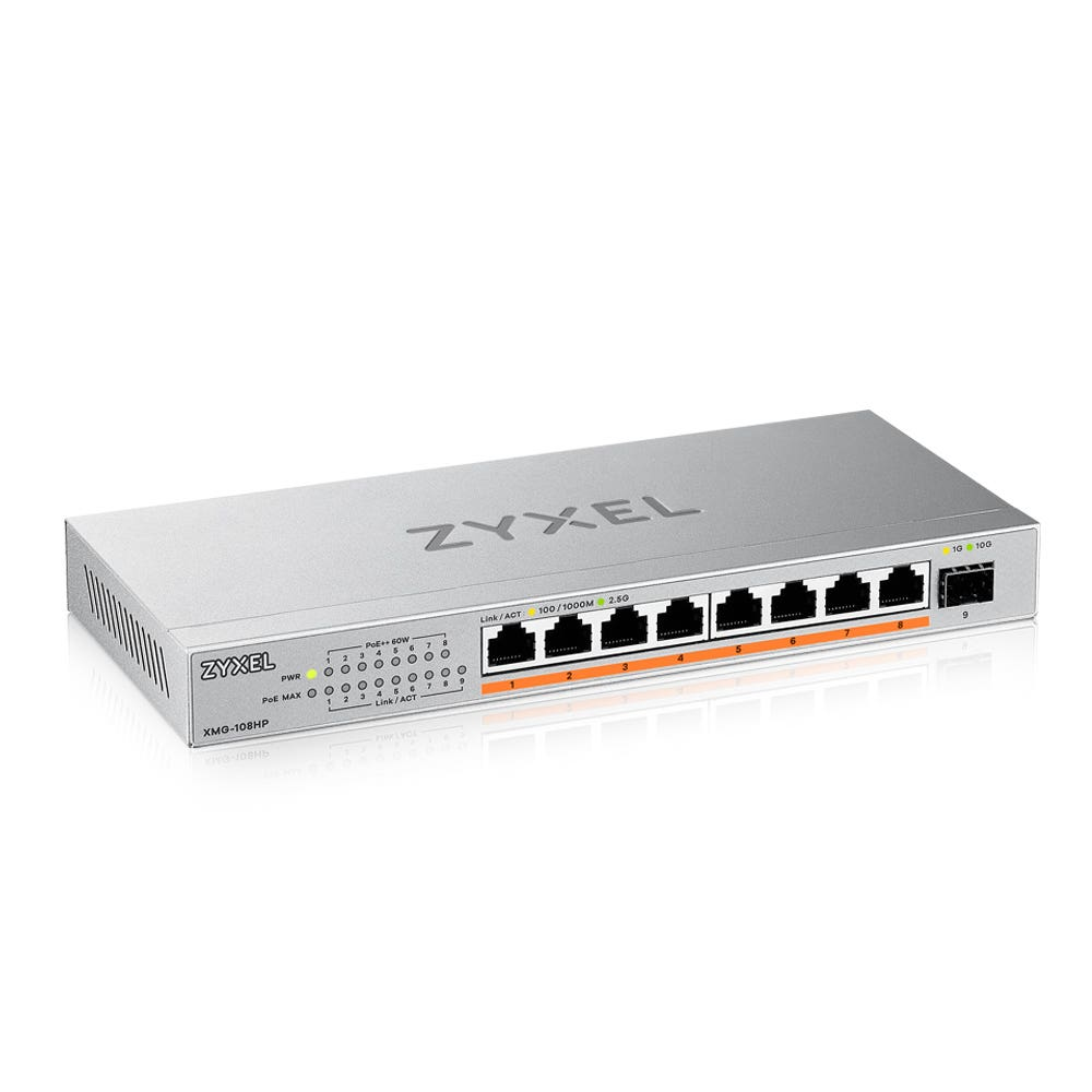 ZYXEL Xmg108 - 8ports Poe+ Desktop Multigig Unmanaged Switch Gb