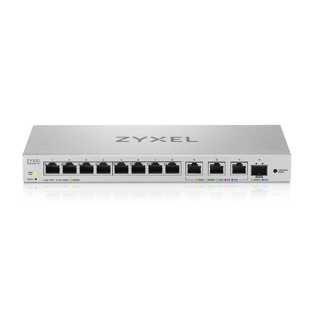 ZYXEL Xgs1250 12 V2 - 12port Managed Switch With 8x 10/100/1000 + 3x 100/1000/2.5g/5g/10gbase-t + 1x Sfp+