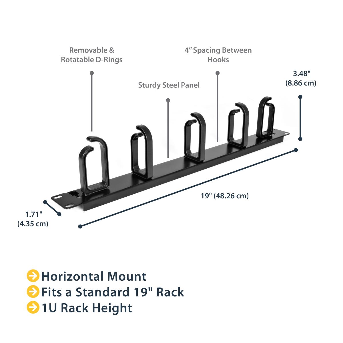 STARTECH.COM Metal Rackmount Cable Management Panel 1u 19in