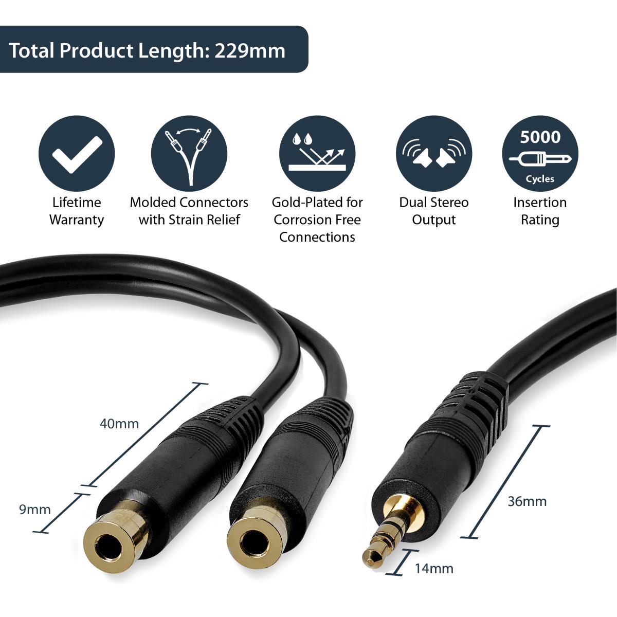 STARTECH.COM Splitter Cable Pc Speaker Y 6in