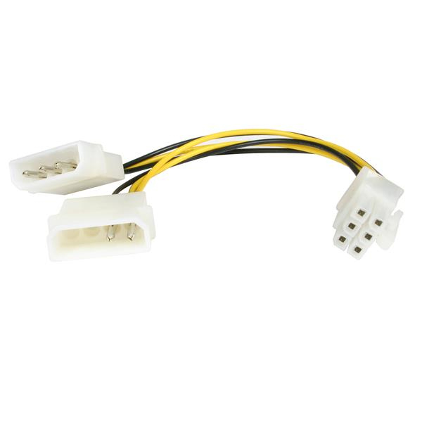 STARTECH.COM Power Adapter Cable Low Profile4 To 6 Pin Pci-e Video Card 6in
