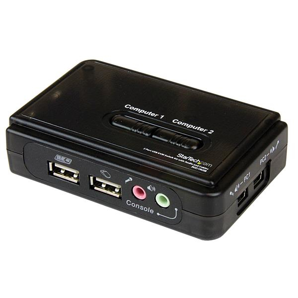 STARTECH.COM KVM Switch Kit USB 2 Port With Audio And Cables Black