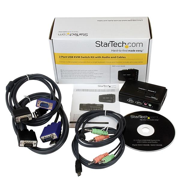 STARTECH.COM KVM Switch Kit USB 2 Port With Audio And Cables Black