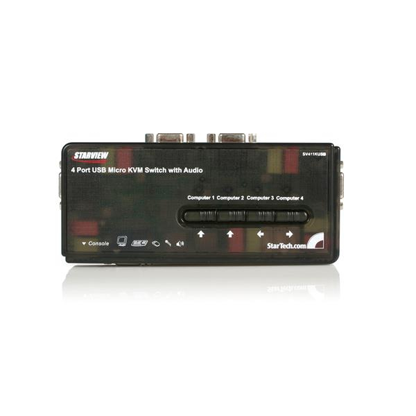 STARTECH.COM KVM Switch Kit USB 4 Port With Cables And Audio Black