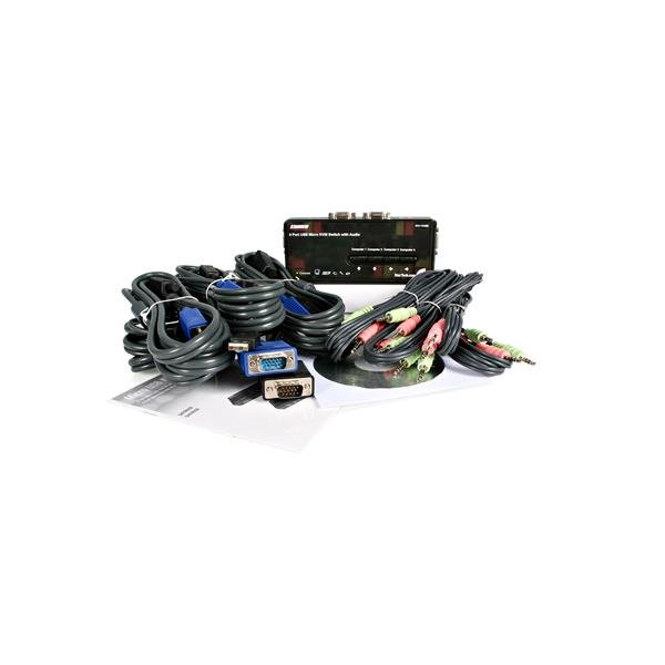 STARTECH.COM KVM Switch Kit USB 4 Port With Cables And Audio Black