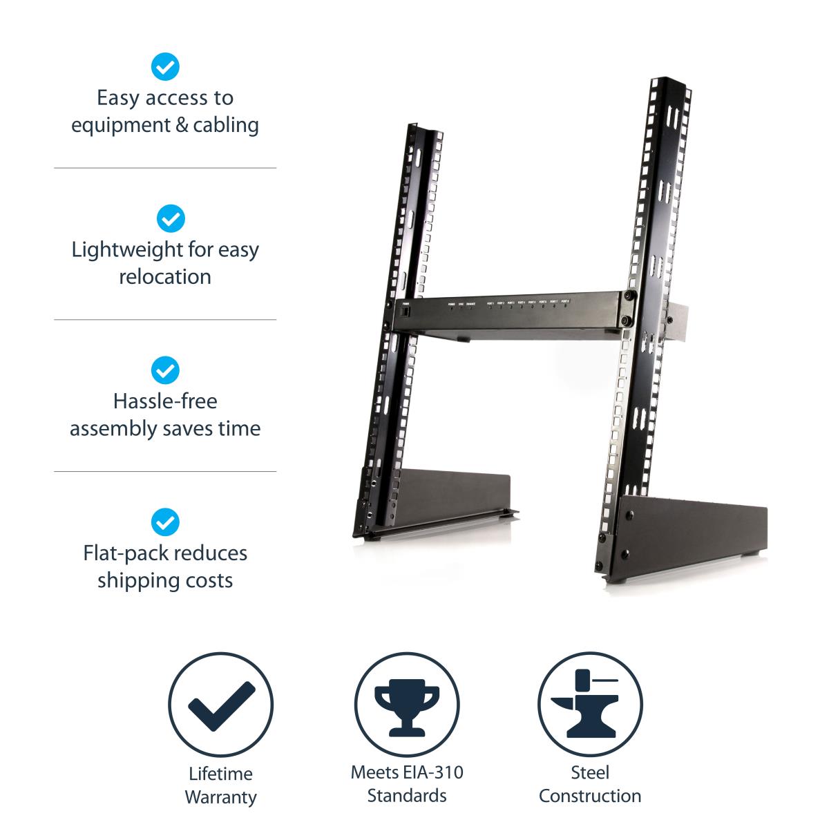 STARTECH.COM Desktop Open Frame 2 Post Rack 12u 19in