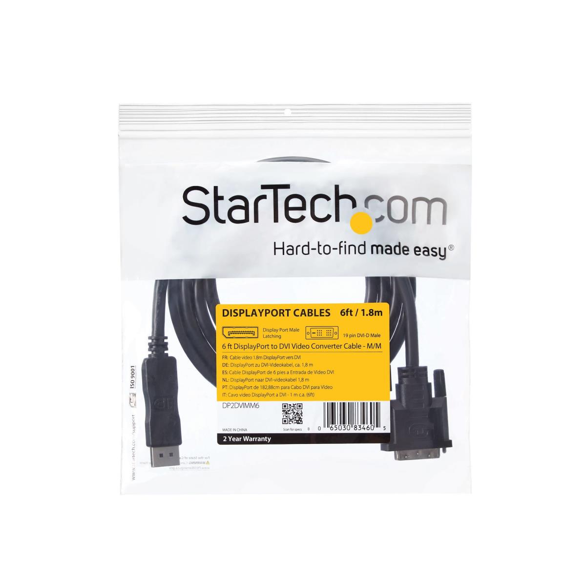 STARTECH.COM DisplayPort To DVI Video Converter Cable - M/m 6ft