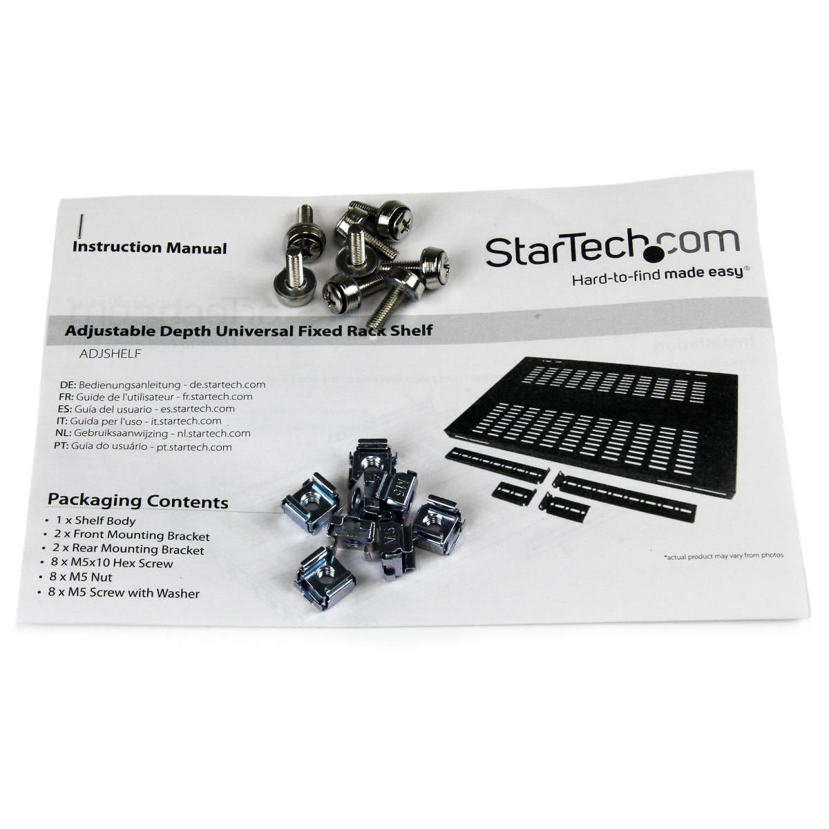 STARTECH.COM Adjustable Depth Fixed Server Rack Cabinet Shelf
