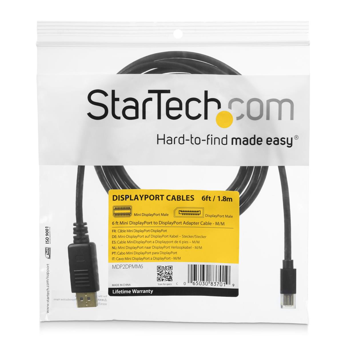 STARTECH.COM Mini DisplayPort To DisplayPort 1.2 Adapter Cable 2m - M/m