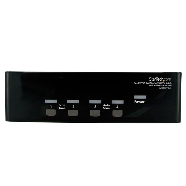 STARTECH.COM KVM Switch 4 Port DVI Vga Dual Monitor USB With Audio & USB 2.0 Hub (sv431dDVDua)