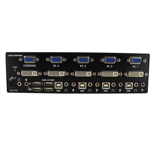 STARTECH.COM KVM Switch 4 Port DVI Vga Dual Monitor USB With Audio & USB 2.0 Hub (sv431dDVDua)