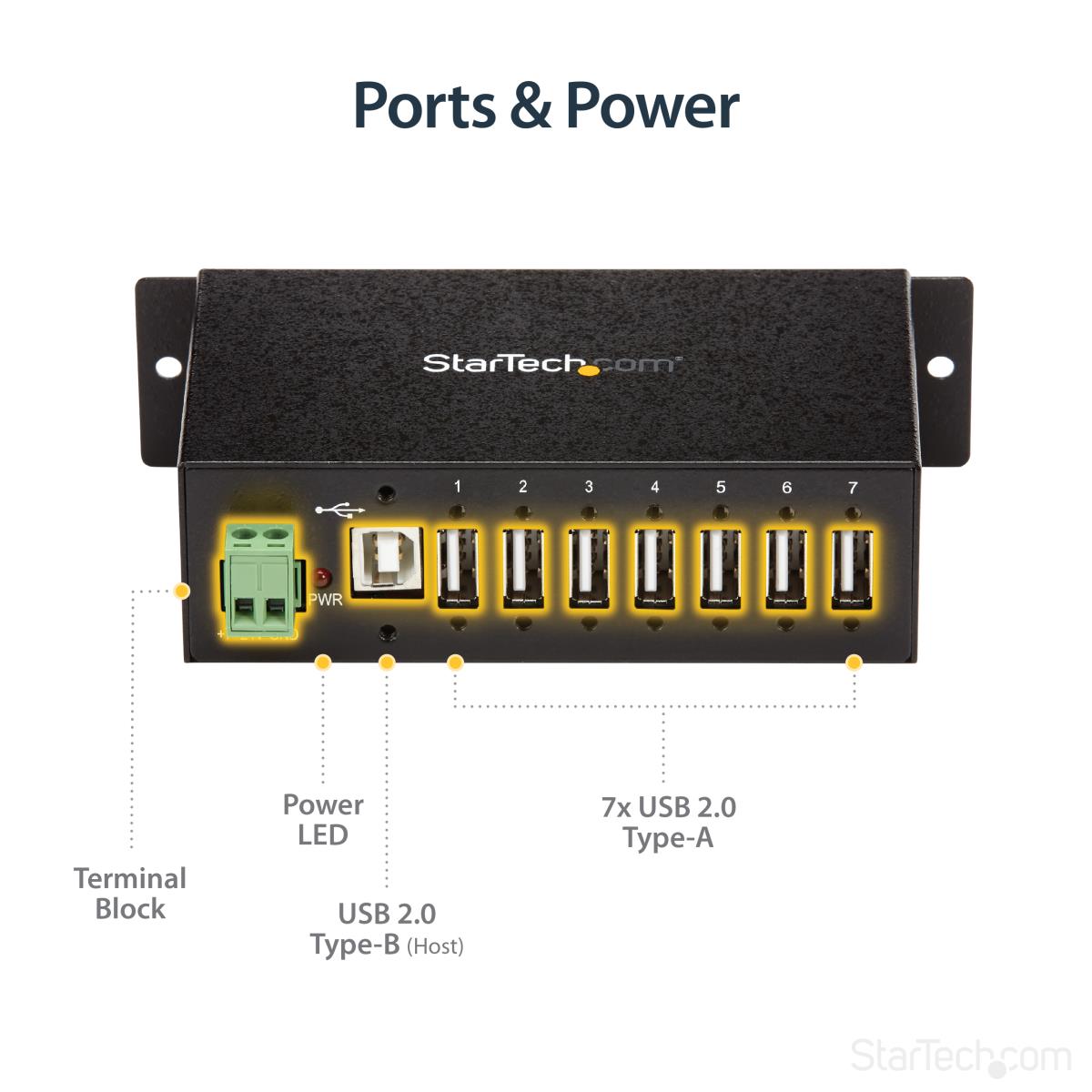 STARTECH.COM Mountable Rugged Industrial 7 Port USB Hub