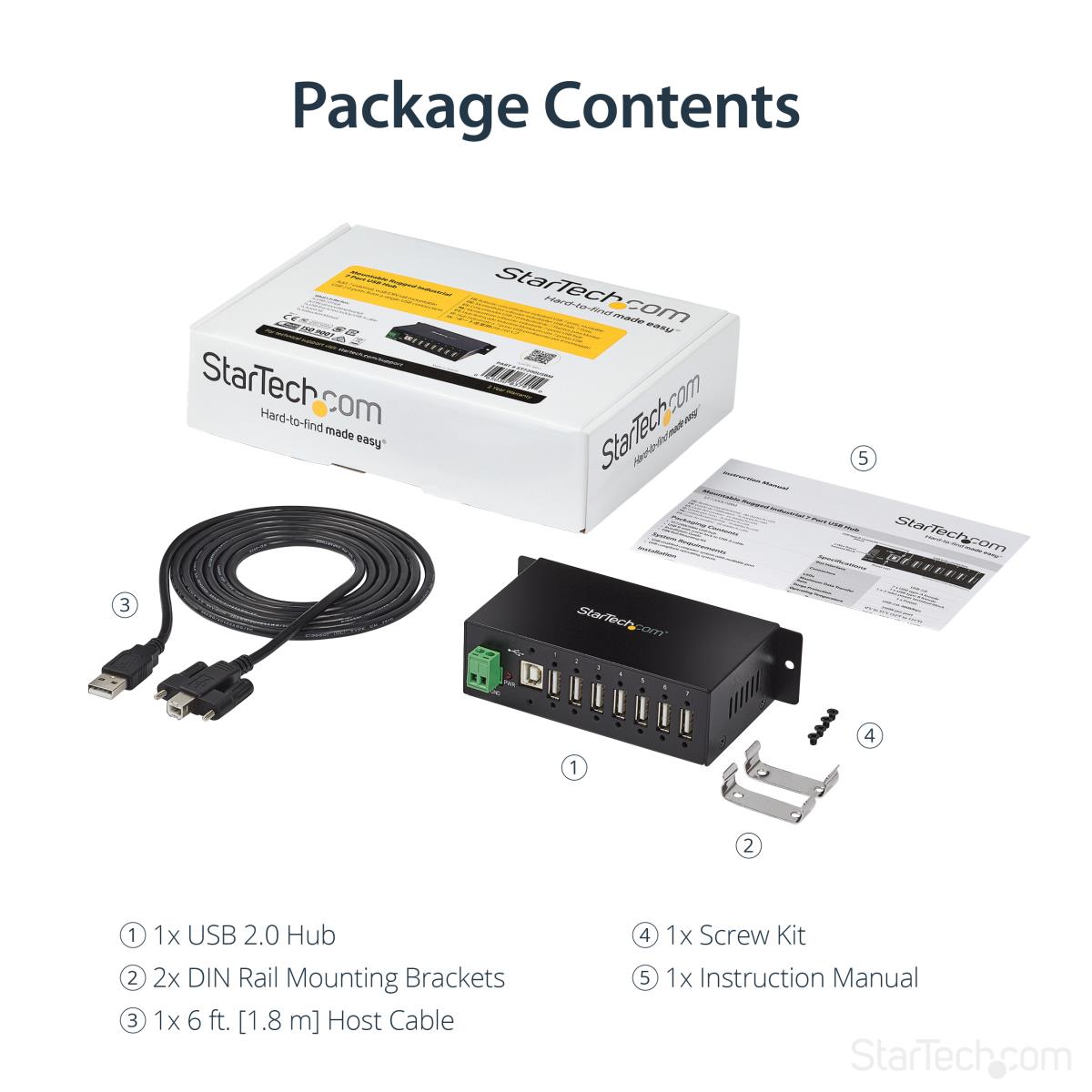 STARTECH.COM Mountable Rugged Industrial 7 Port USB Hub