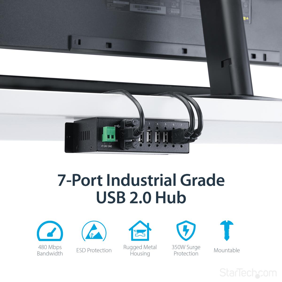 STARTECH.COM Mountable Rugged Industrial 7 Port USB Hub