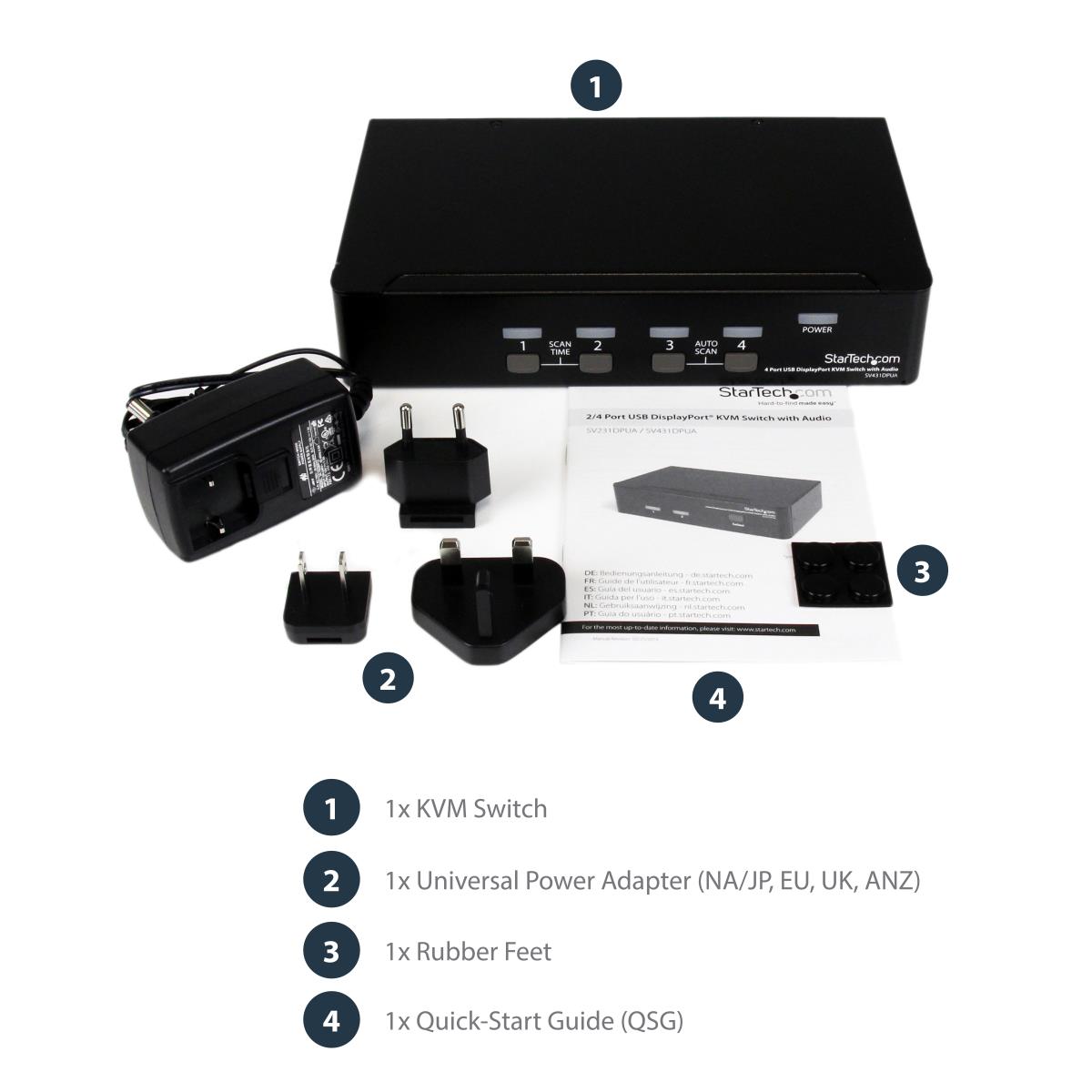 STARTECH.COM KVM Switch - DisplayPort USB With Audio 4 Port