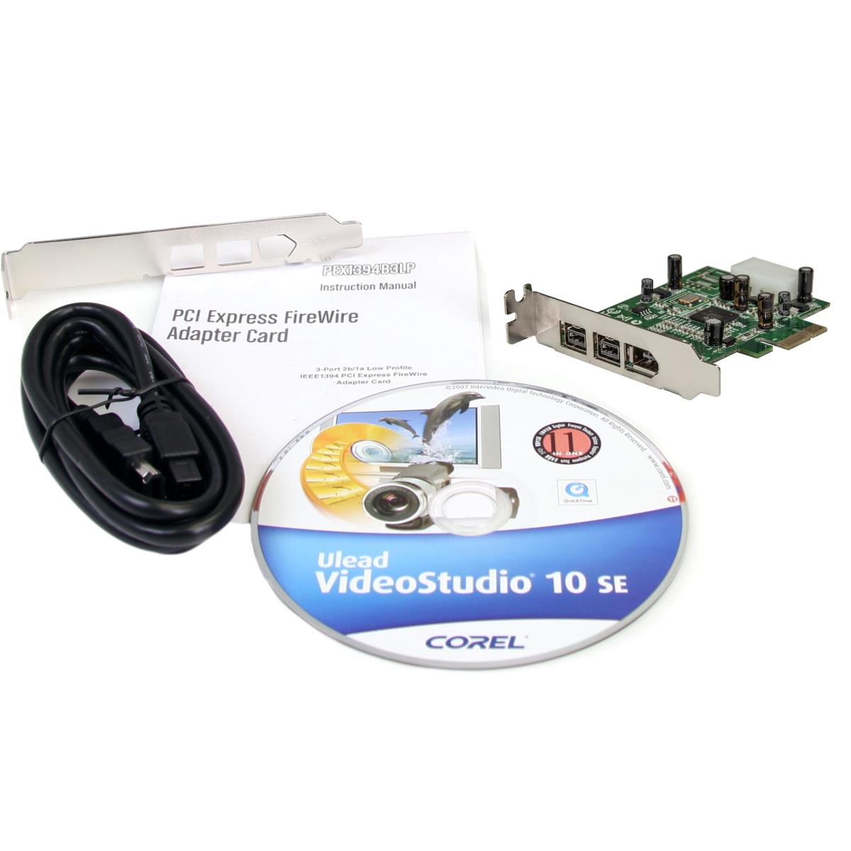 STARTECH.COM Firewire Card Adapter 3 Port 2b 1a Low Profile 1394 Pci-e