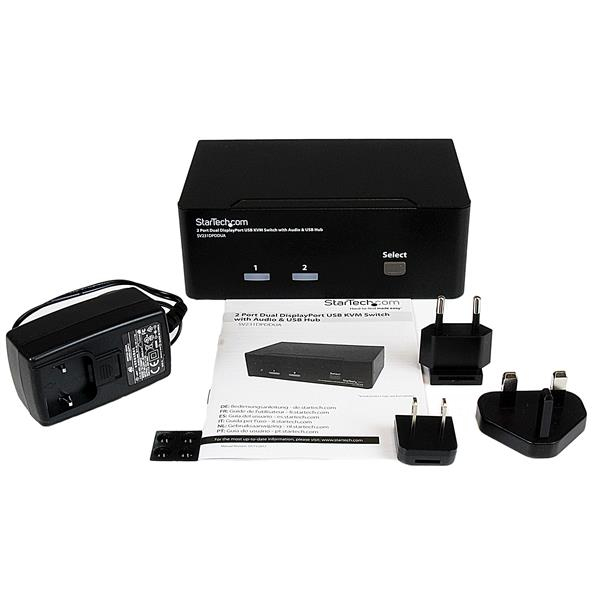 STARTECH.COM KVM Switch Dual DisplayPort USB W/ Audio & USB Hub 2 Port