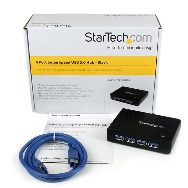 STARTECH.COM Superspeed USB 3.0 Hub 4 Port Black