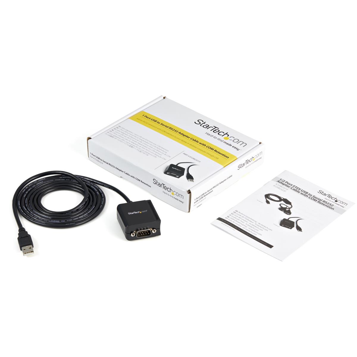 STARTECH.COM Ftdi USB To Serial Rs232 Adapter Cable With Com Retention 1 Port
