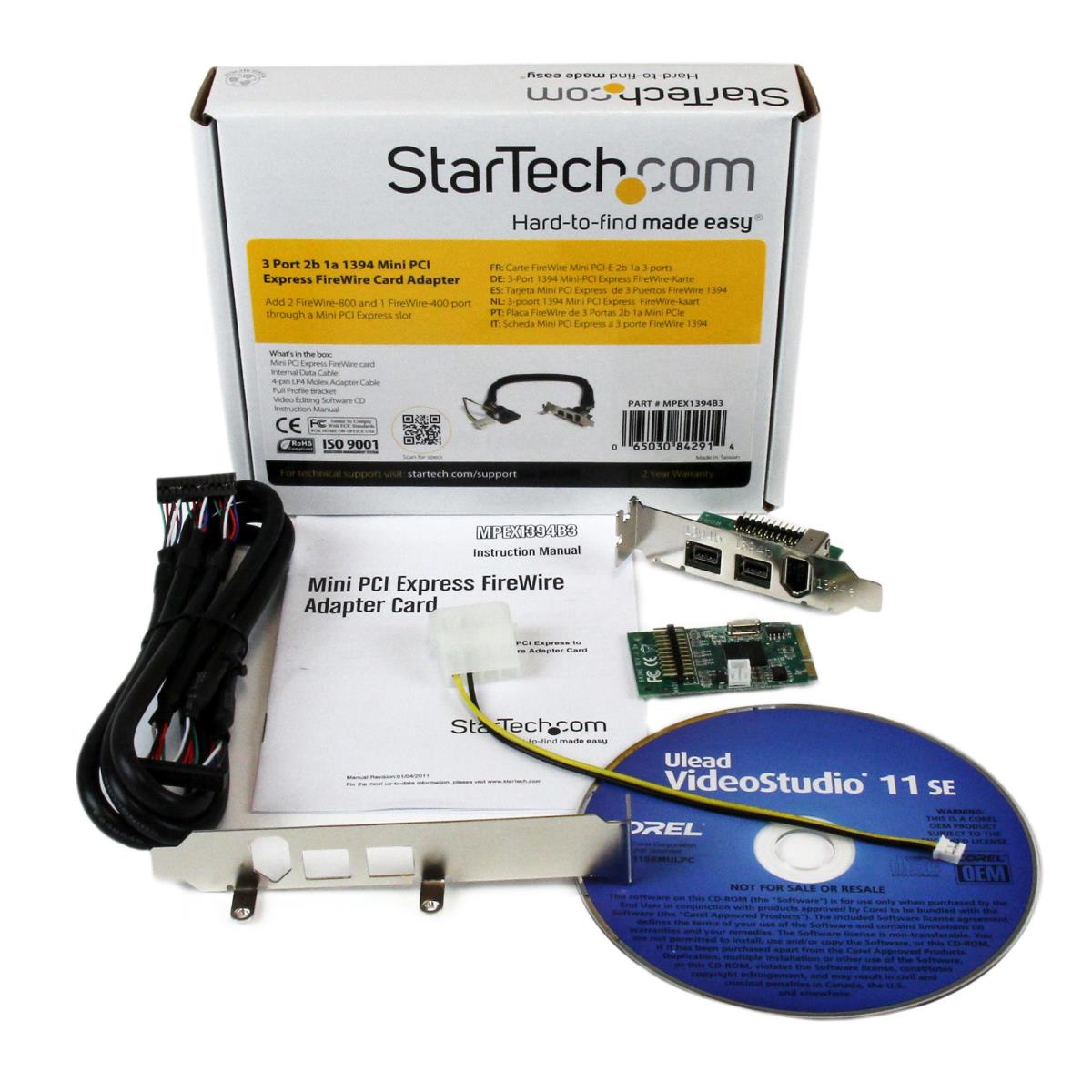 STARTECH.COM Firewire Card Adapter 3 Port 2b 1a 1394 Mini Pci-e