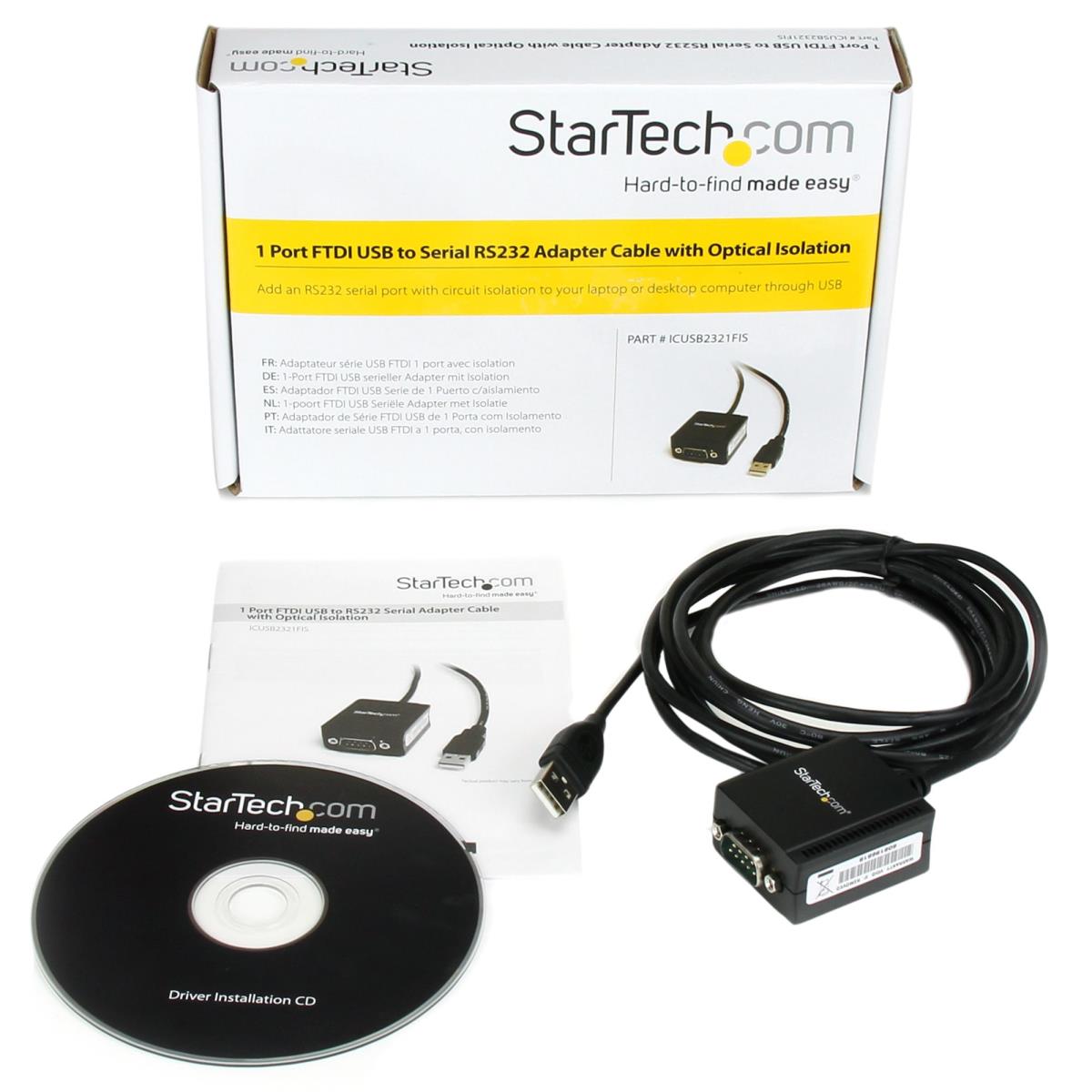 STARTECH.COM Ftdi USB To Serial Rs232 Adapter Cable With Isolation 1port