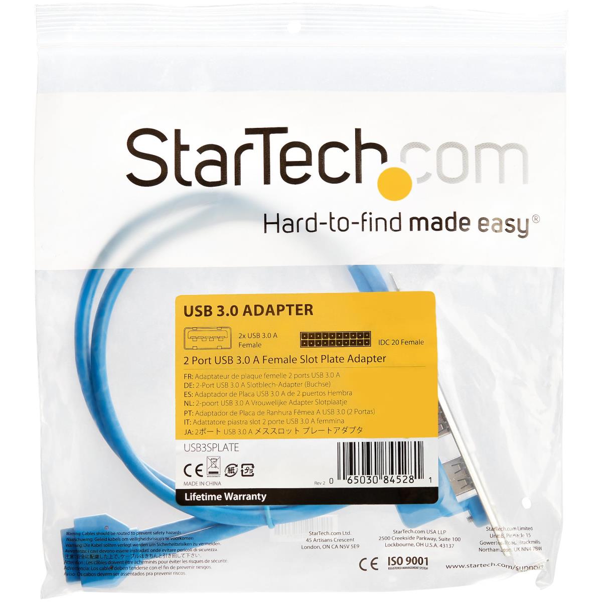 STARTECH.COM Plate Adapter 2 Port USB 3.0 A Female Slot