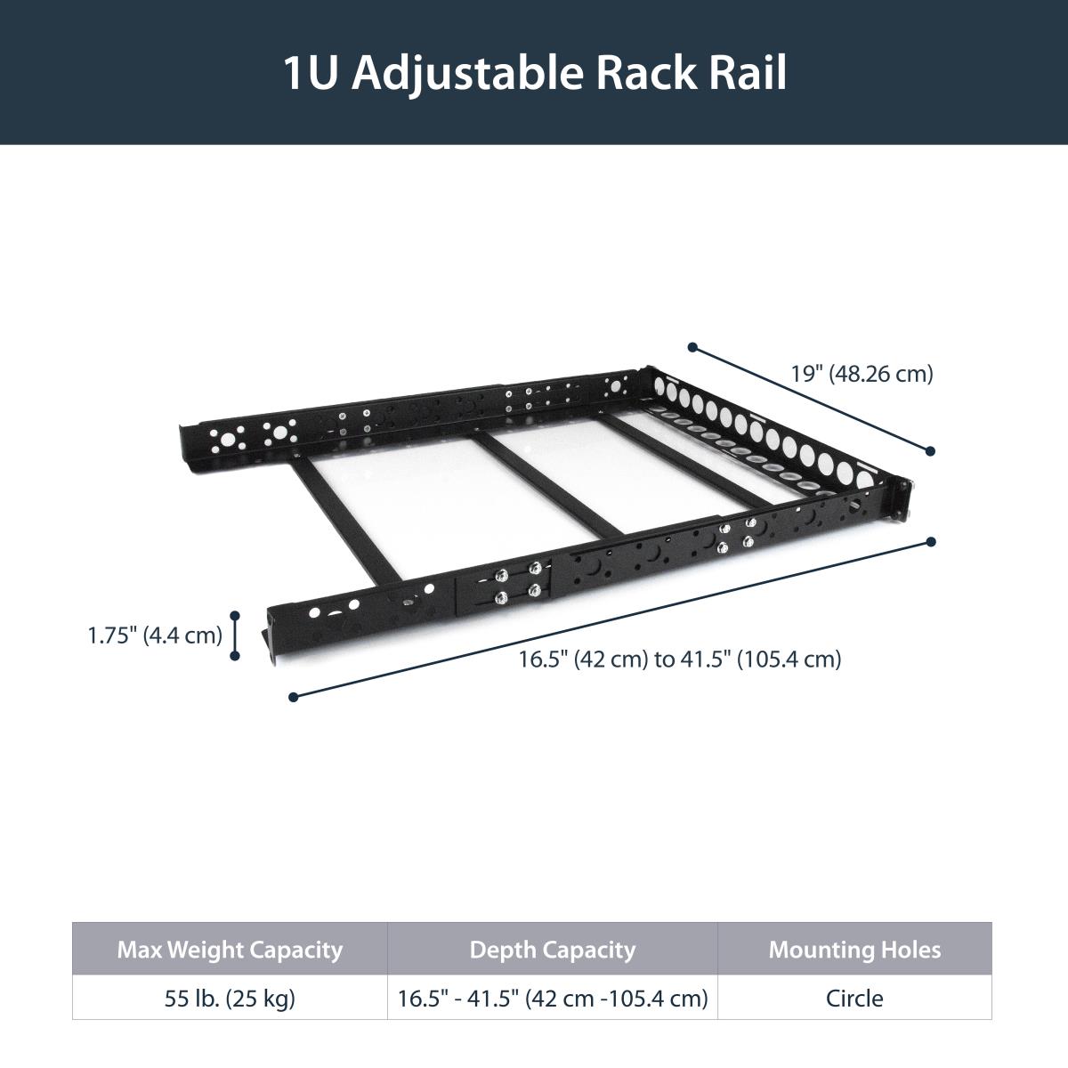 STARTECH.COM Universal Server Rack Rails 1u Fixed 19 Inch Adjustable Depth