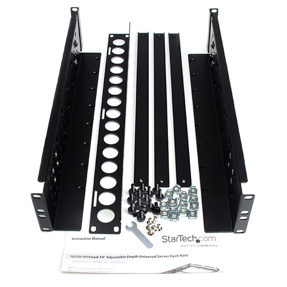STARTECH.COM Universal Server Rack Rails 2u Fixed 19 Inch Adjustable Depth