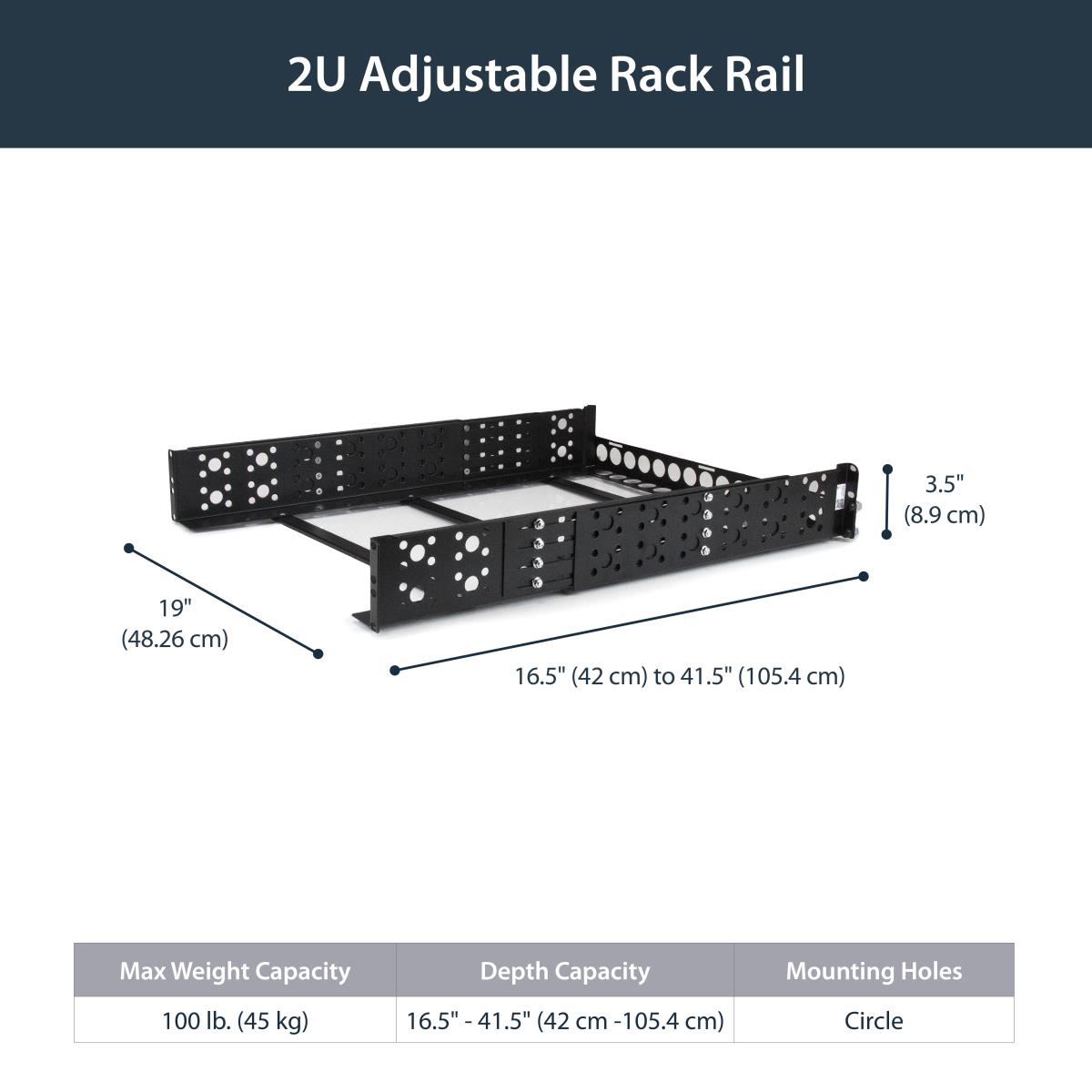 STARTECH.COM Universal Server Rack Rails 2u Fixed 19 Inch Adjustable Depth
