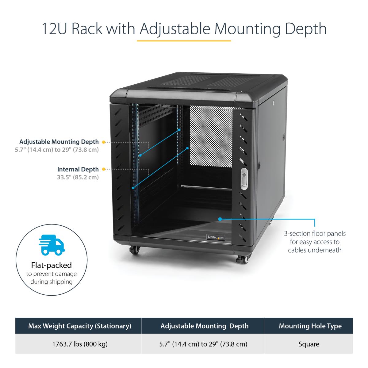 STARTECH.COM Knock-down Server Rack Cabinet With Casters 12u 36in