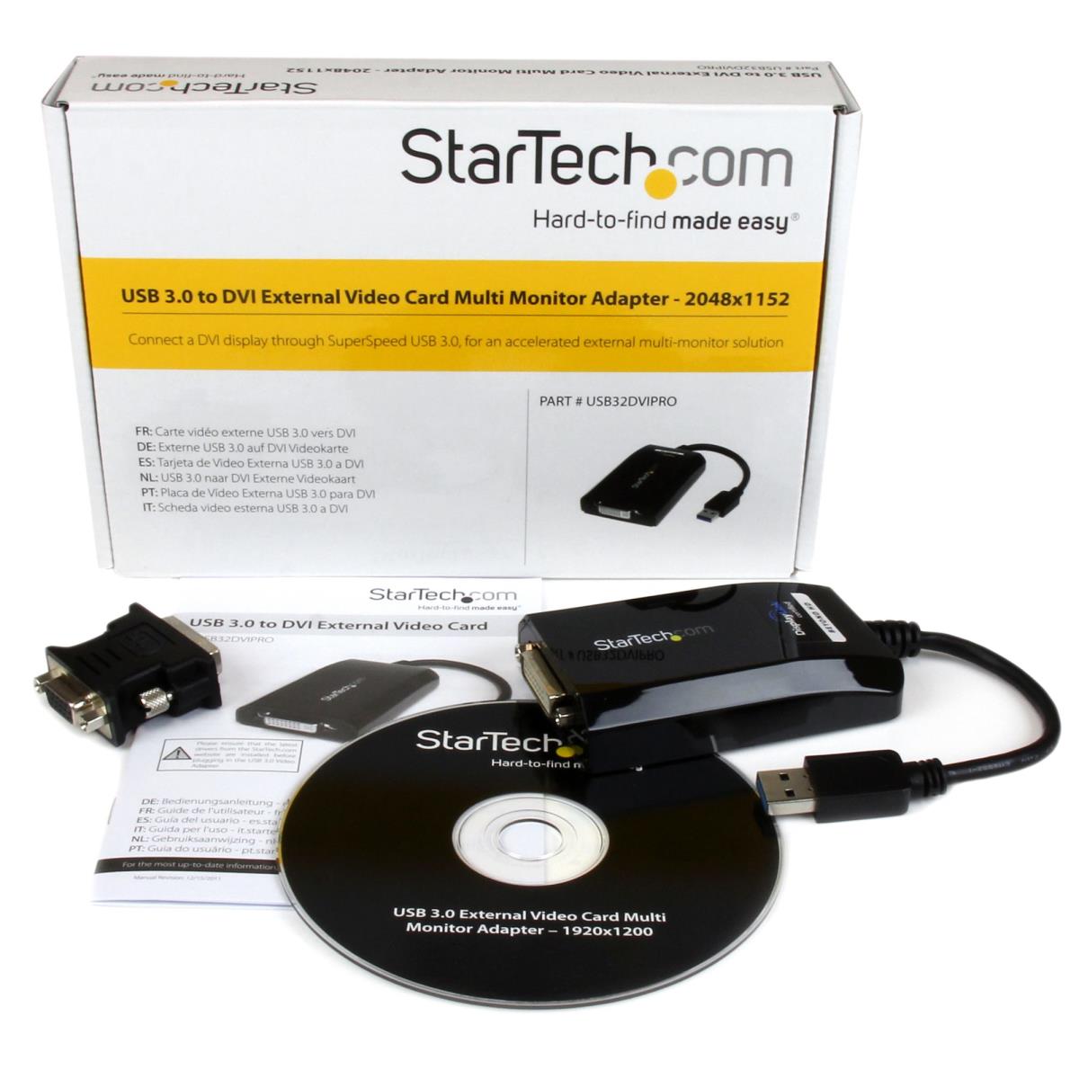 STARTECH.COM USB 3.0 To DVI / Vga External Video Card Multi Monitor Adapter 2048x1152