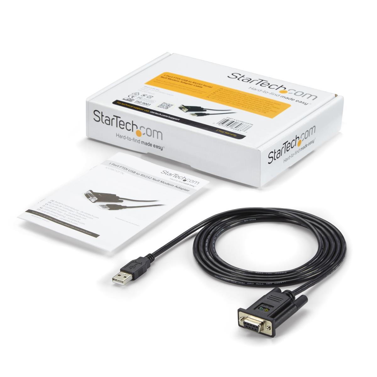 STARTECH.COM USB To Null Modem Rs232 Db9 Serial Dce Adapter Cable W/ Ftdi