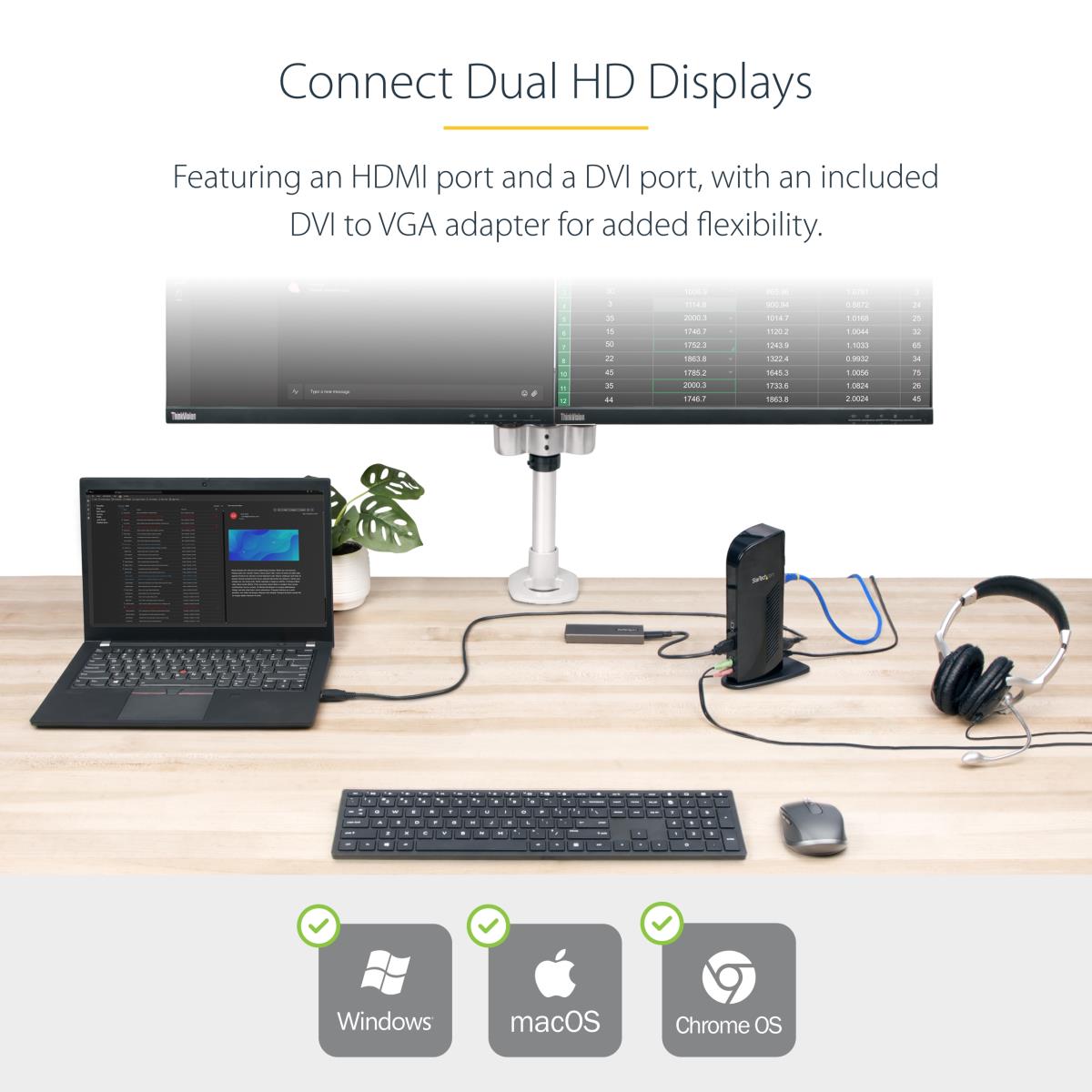 STARTECH.COM Docking Station - Universal USB 3.0 - Dual Video Hdmi DVI W/ Audio Ethernet