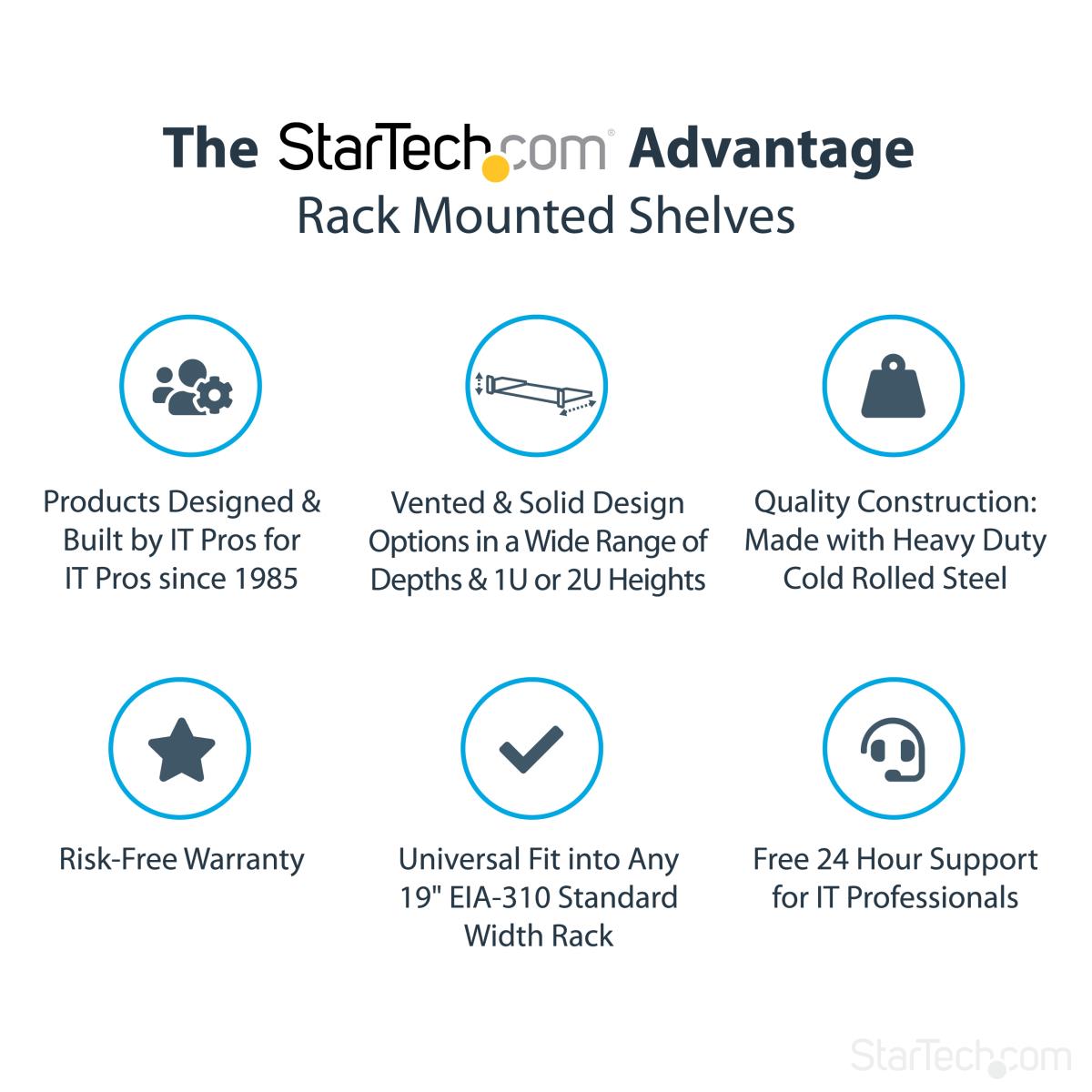 STARTECH.COM Fixed Server Rack Shelf - 2u Cantilever Shelf 125lbs 56kg