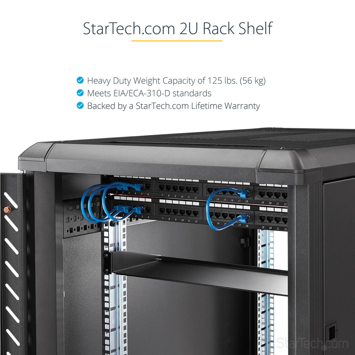 STARTECH.COM Fixed Server Rack Shelf - 2u Cantilever Shelf 125lbs 56kg