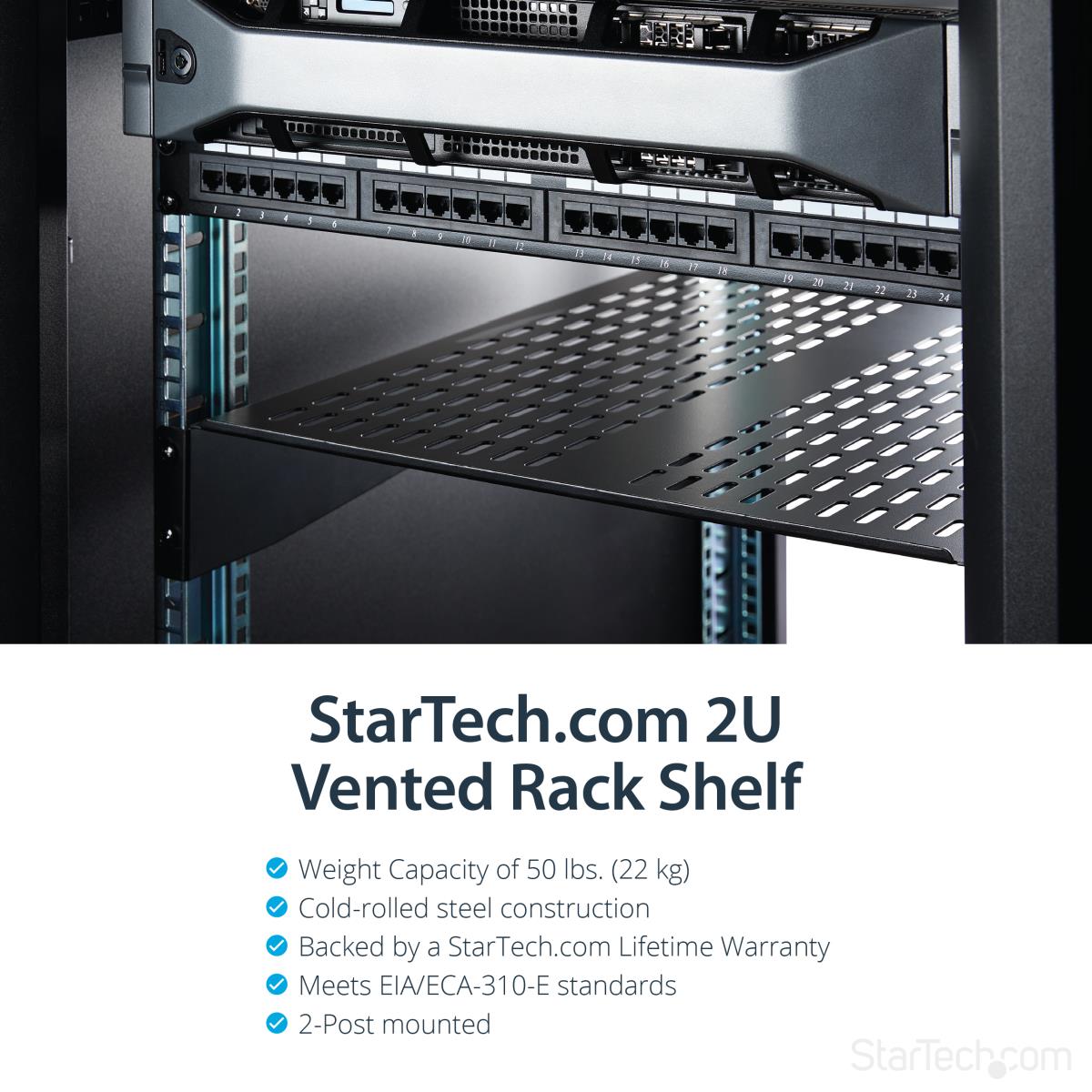 STARTECH.COM Fixed Server Rack Shelf2u 22in Vented Cantilever Shelf