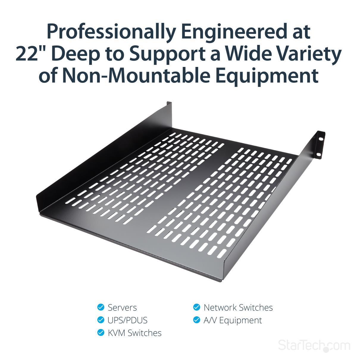 STARTECH.COM Fixed Server Rack Shelf2u 22in Vented Cantilever Shelf