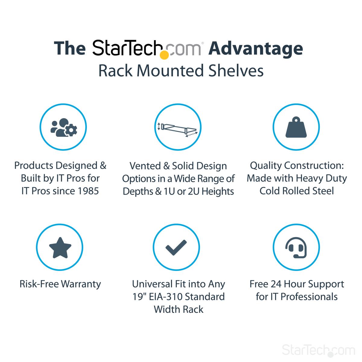 STARTECH.COM Fixed Server Rack Shelf2u 22in Cantilever Shelf 50lbs / 22kg