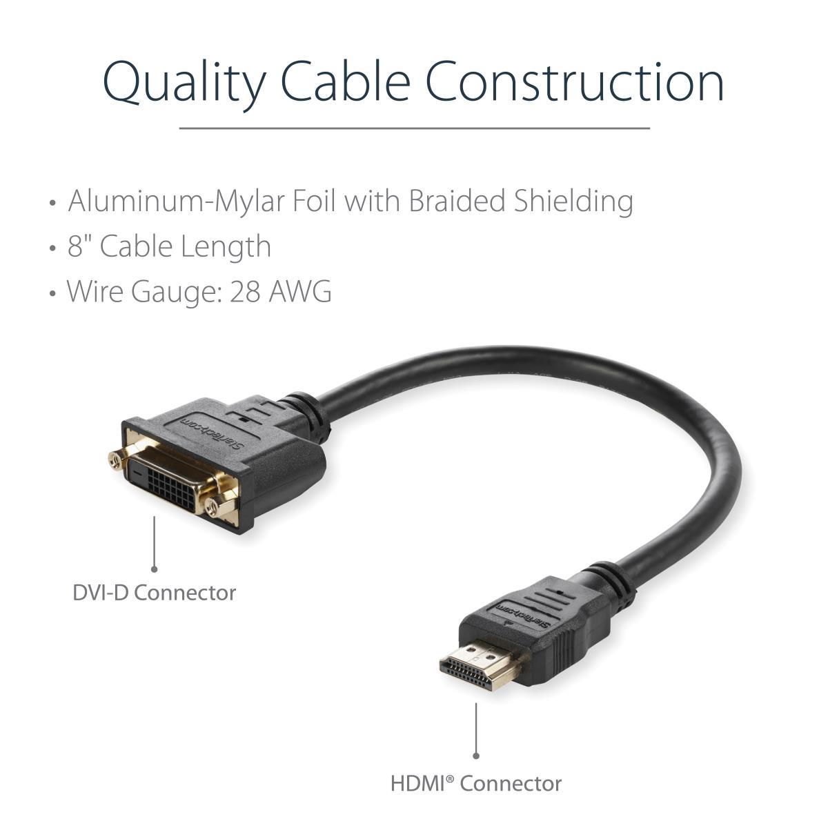 STARTECH.COM Hdmi (m) To DVI-d (f) Video Cable Adapter 8in