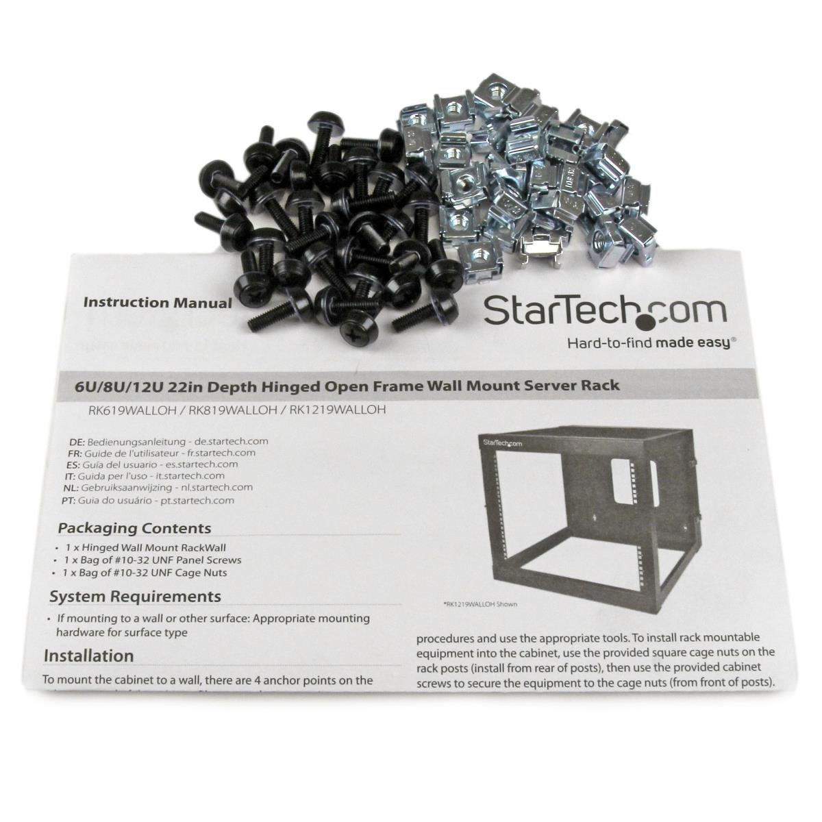 STARTECH.COM Depth Hinged Open Frame Wall Mount Server Rack 12u 22in