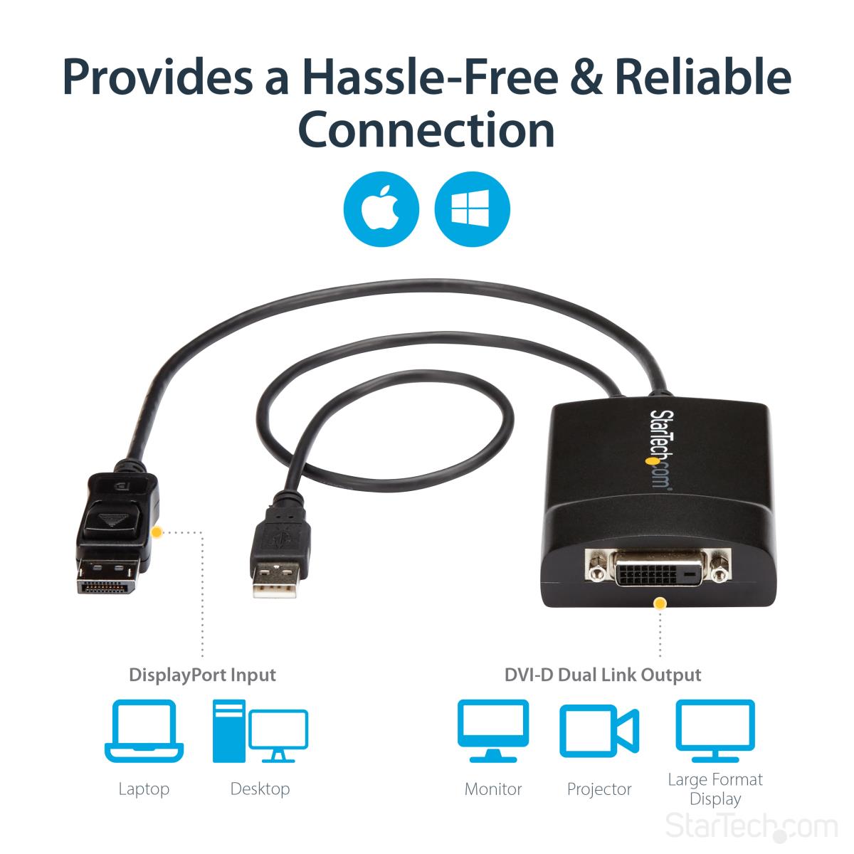 STARTECH.COM DisplayPort To DVI Dual Link Active Video Adapter Converter - Dp To DVI-d - 2560x1600