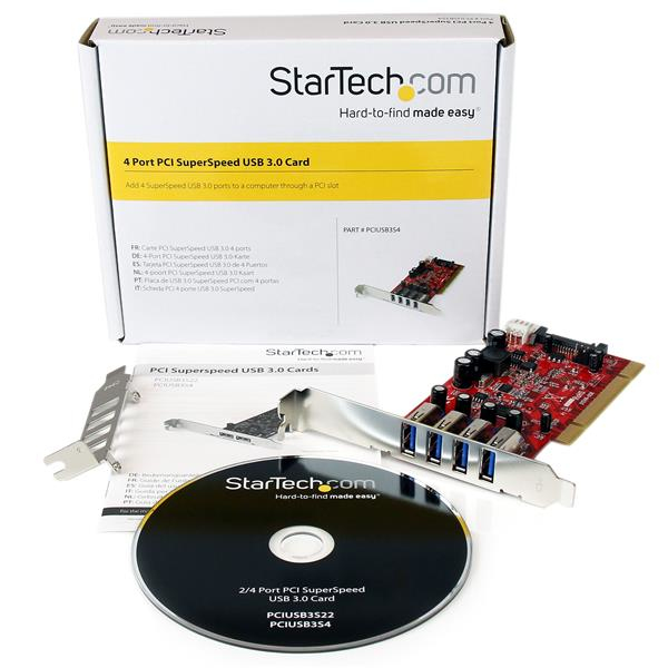 STARTECH.COM Controller Card Quad Port PCI Superspeed USB 3 With SATA Power