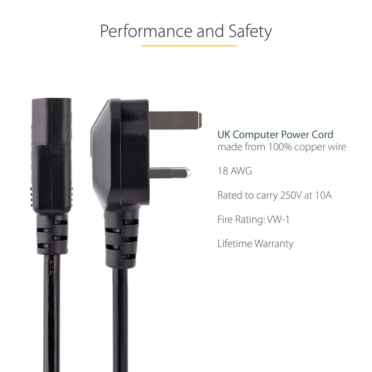 STARTECH.COM Uk Computer Power Cord Cable 3m (pxt101uk3m)