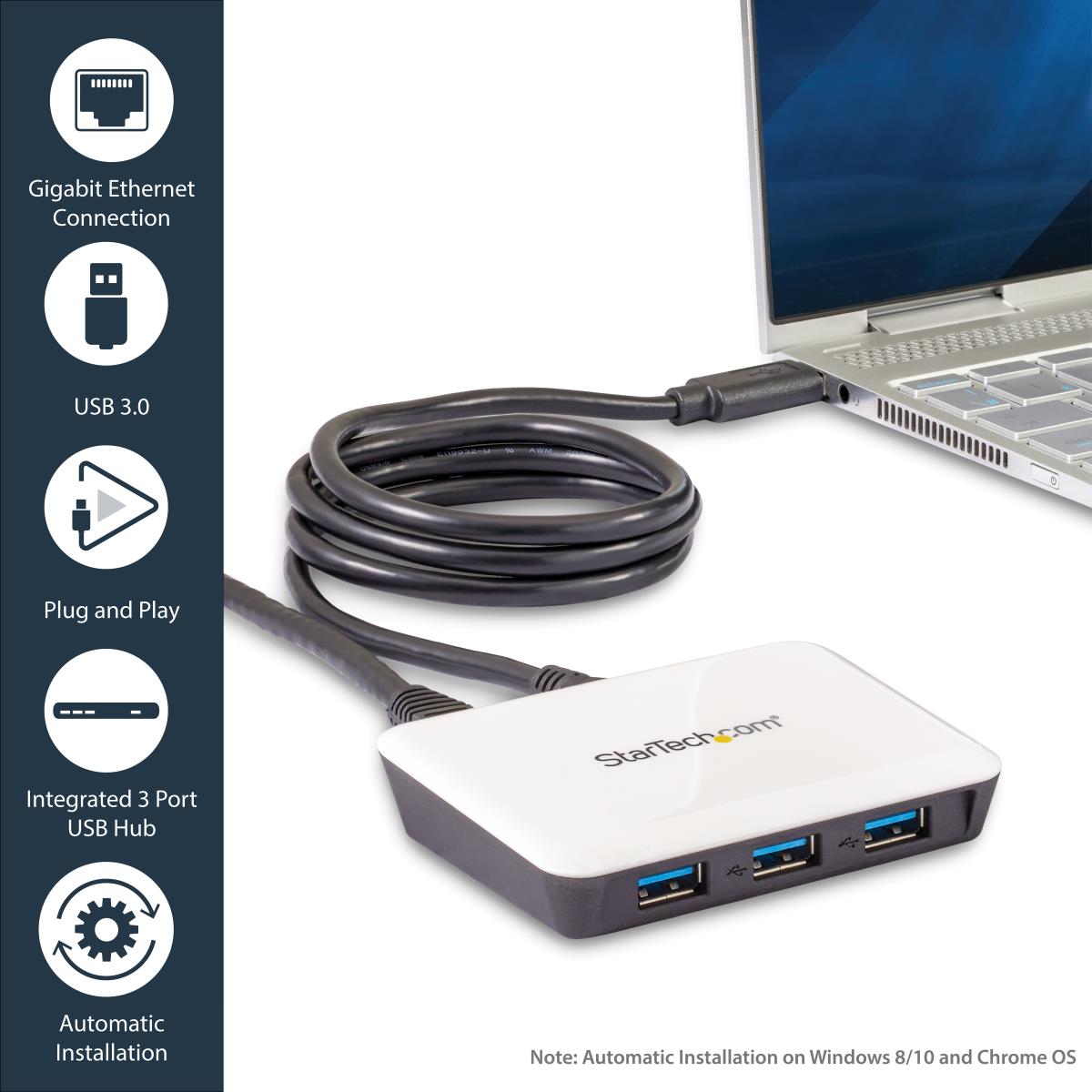 STARTECH.COM USB Hub With Gigabit Ethernet 3 Port USB 3.0 Superspeed