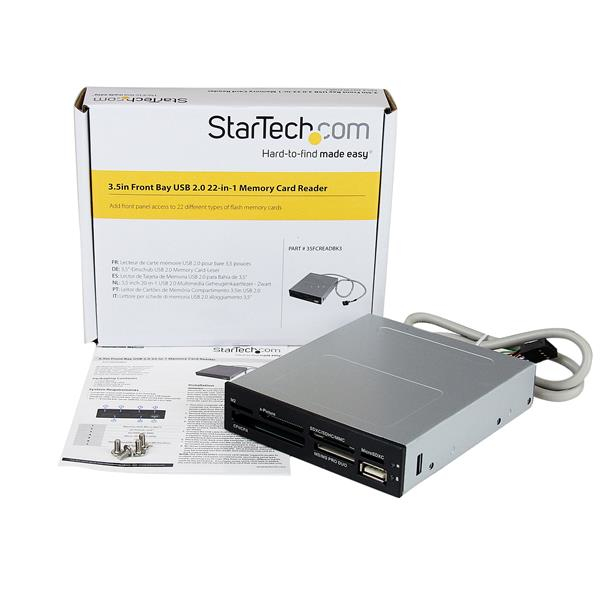STARTECH.COM Multi Media Memory Card Reade 3.5in Front Bay 22-in-1 USB 2.0 Internalr - Black
