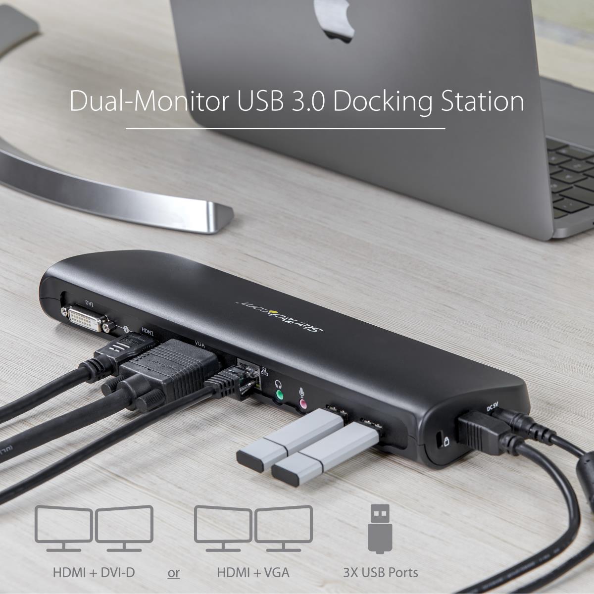STARTECH.COM Docking Station - Hdmi DVI Vga Dual Video Universal USB 3.0