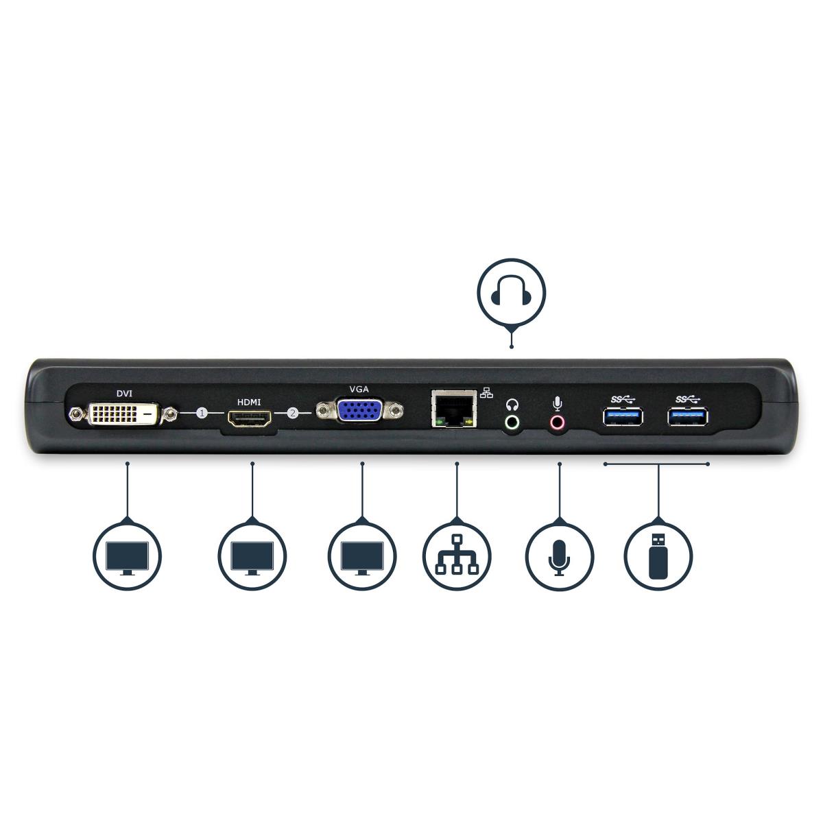 STARTECH.COM Docking Station - Hdmi DVI Vga Dual Video Universal USB 3.0
