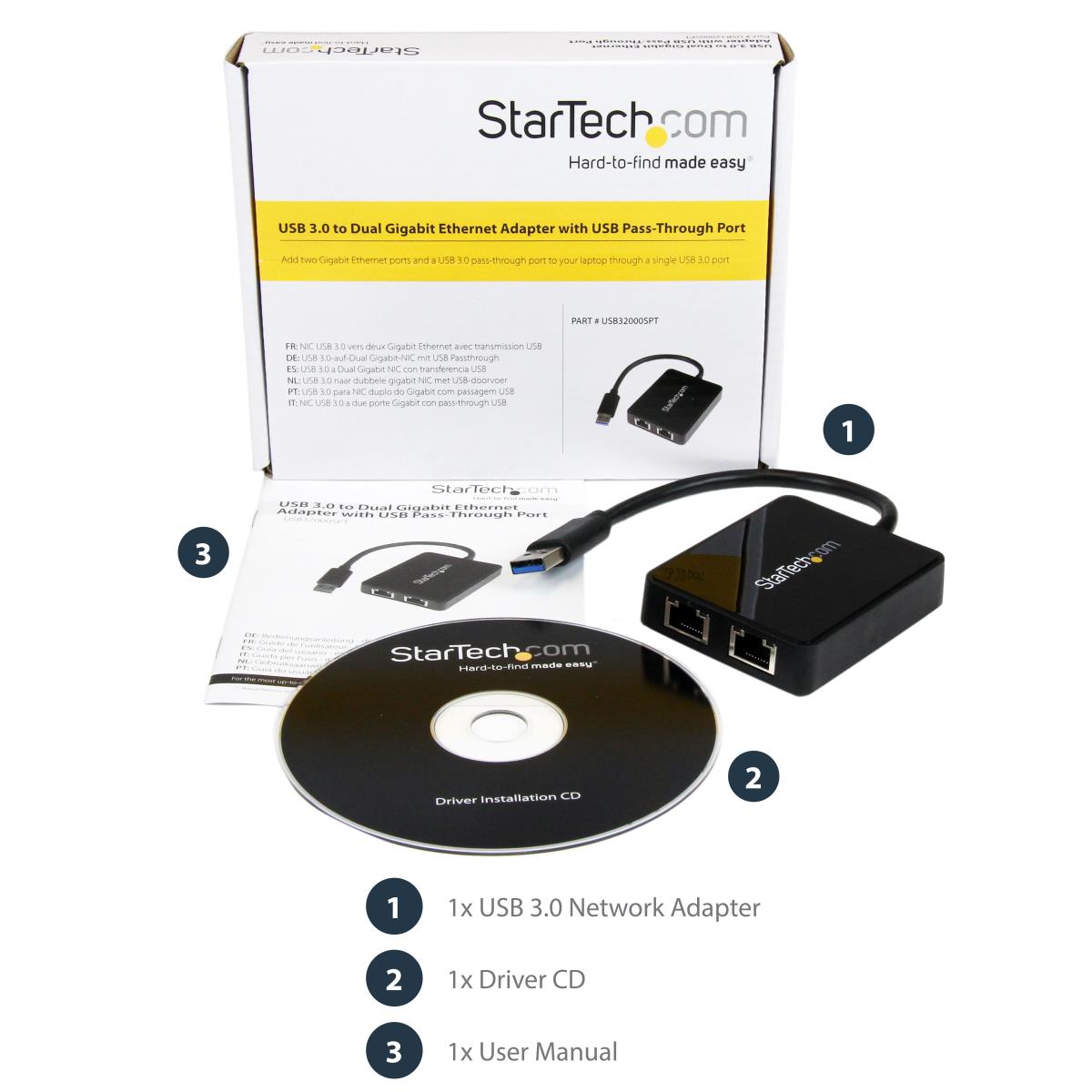 STARTECH.COM Gigabit Ethernet Lan Adapter USB 3 2port 10/100/1000