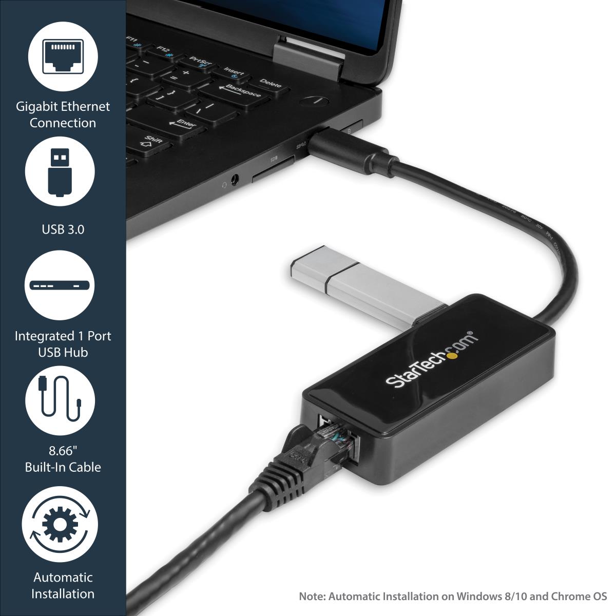 STARTECH.COM Network Adapter - USB 3.0 To Gigabit Ethernet Adapter Nic W/ USB Port - Black